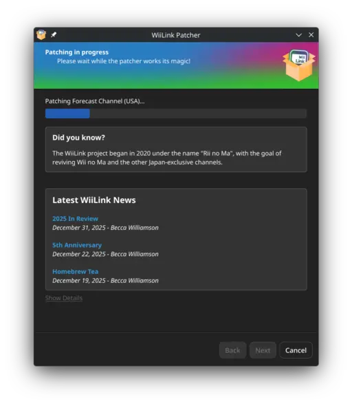 Image of the patcher downloading files